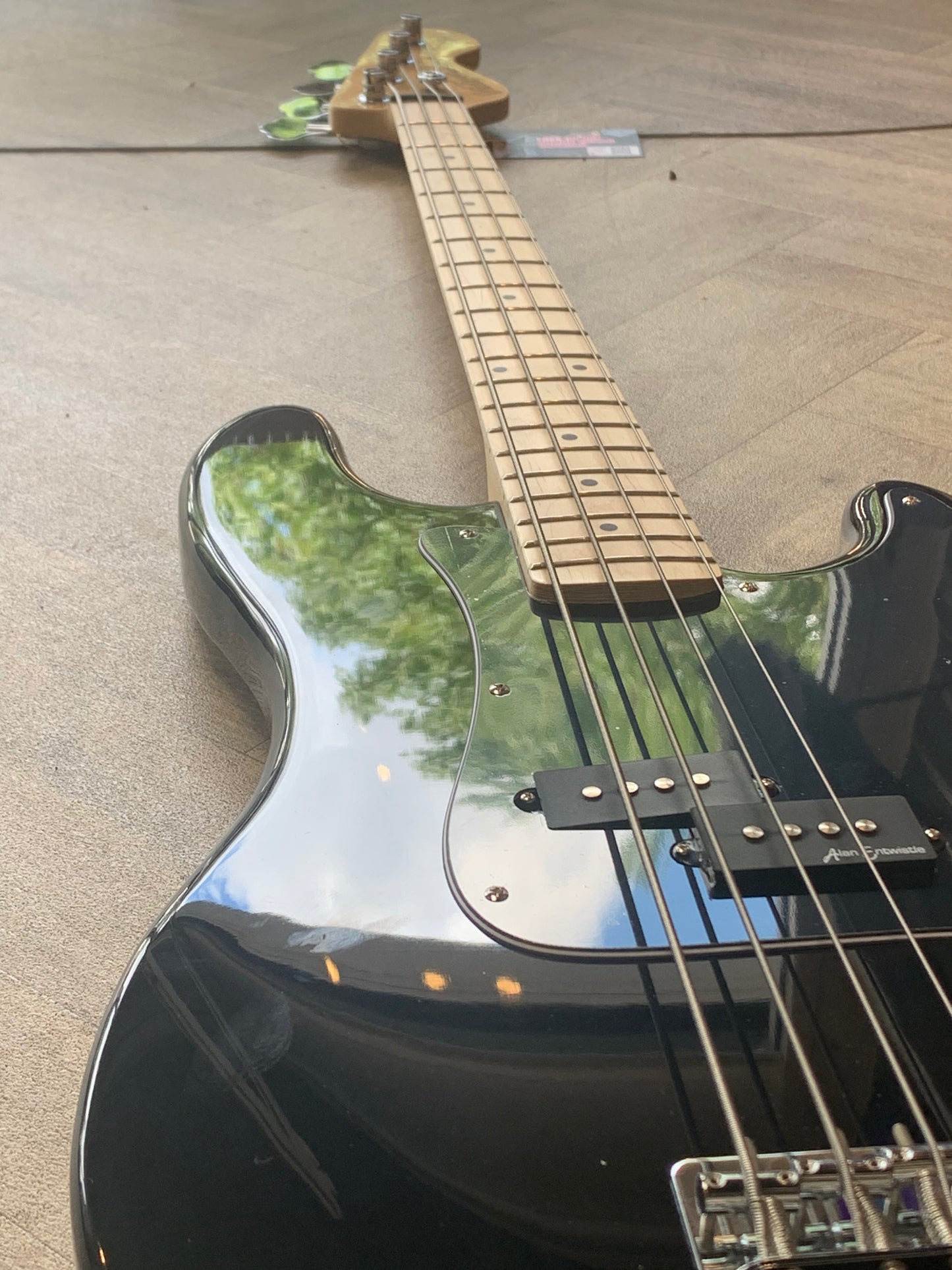 VINTAGE V40 MAPLE COASTER SERIES BASS GUITAR - GLOSS BLACK