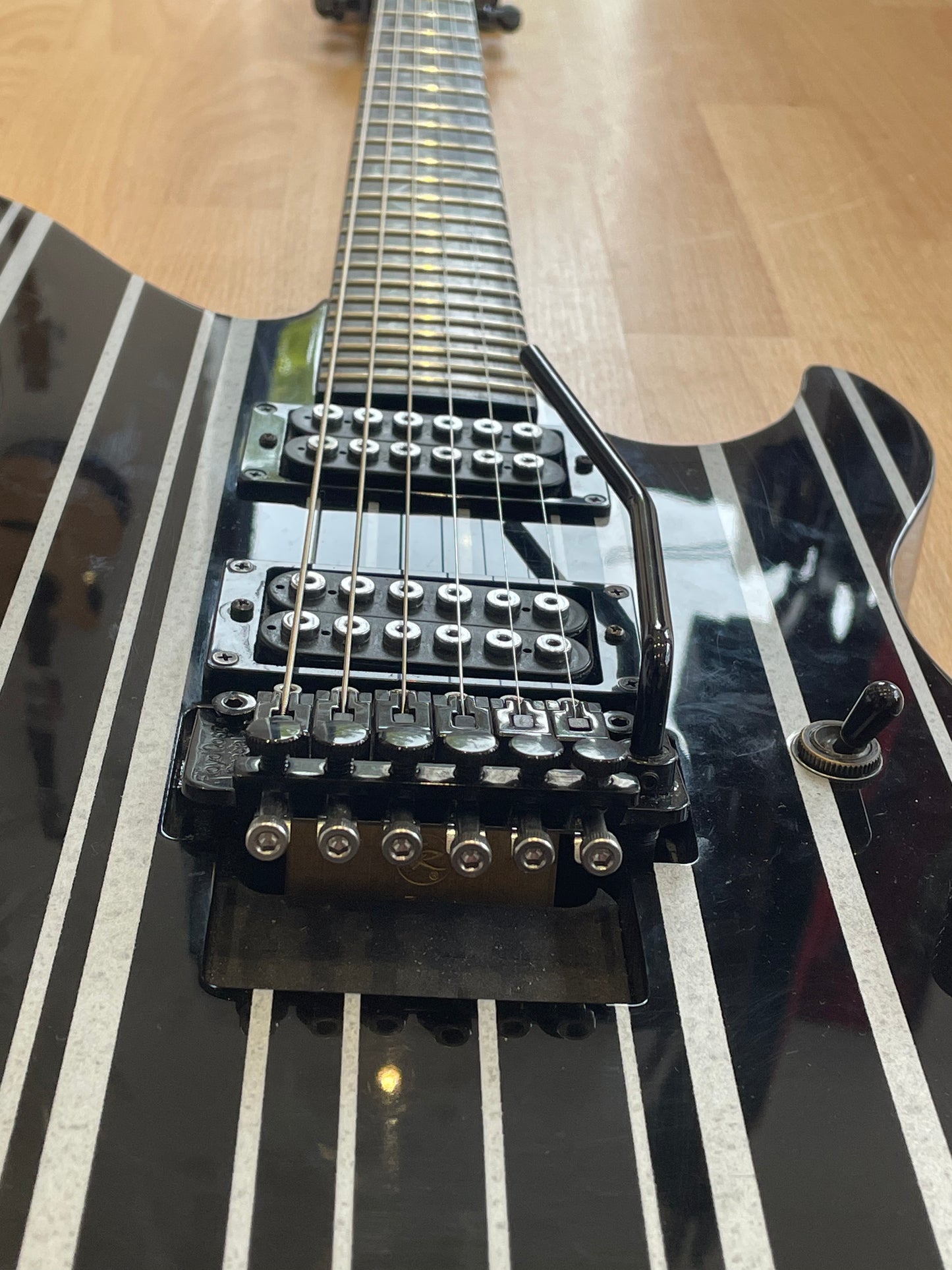 Schecter Synyster Custom, Gloss Black with Silver Pin Stripes - Great Condition
