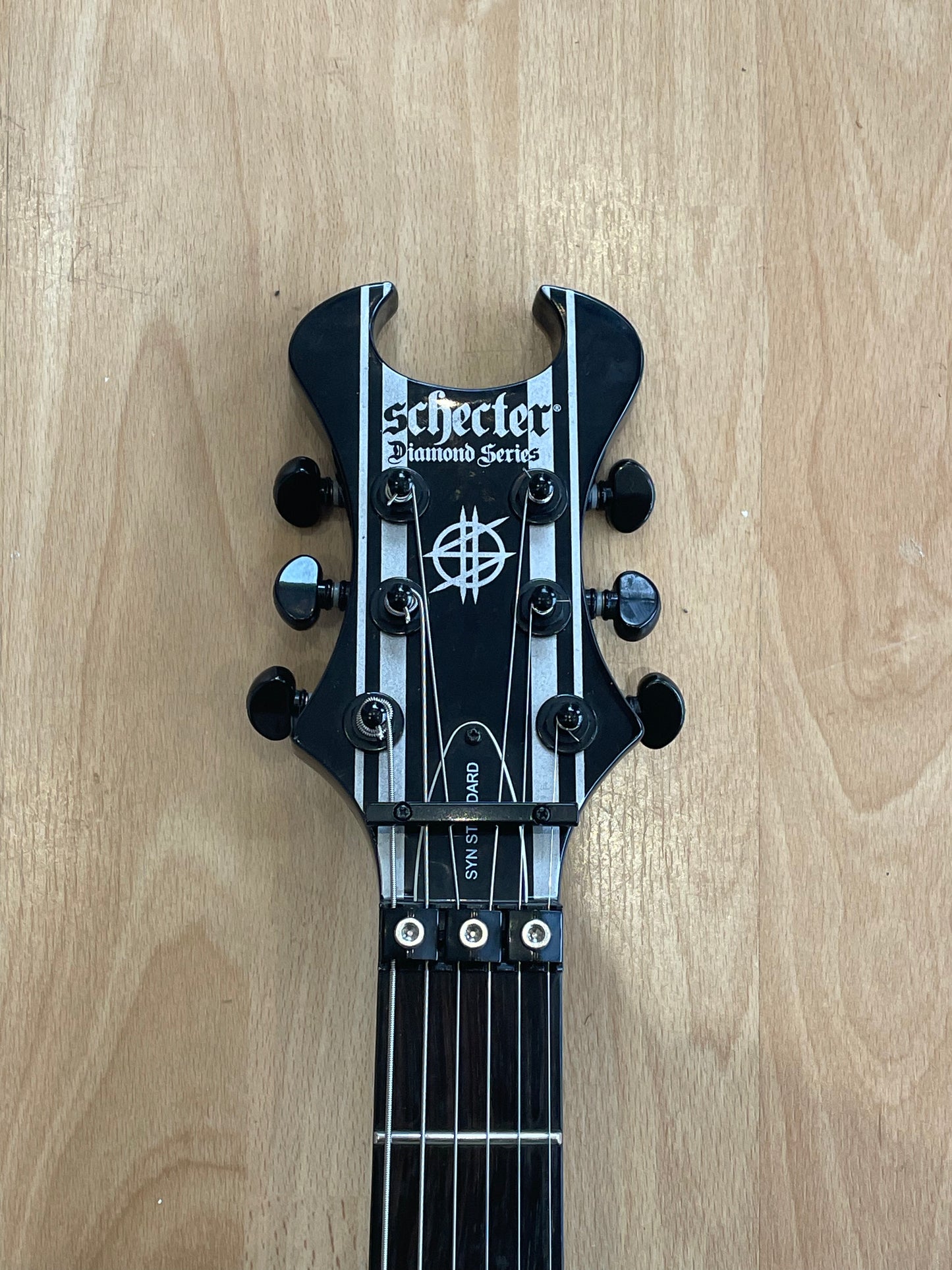 Schecter Synyster Custom, Gloss Black with Silver Pin Stripes - Great Condition