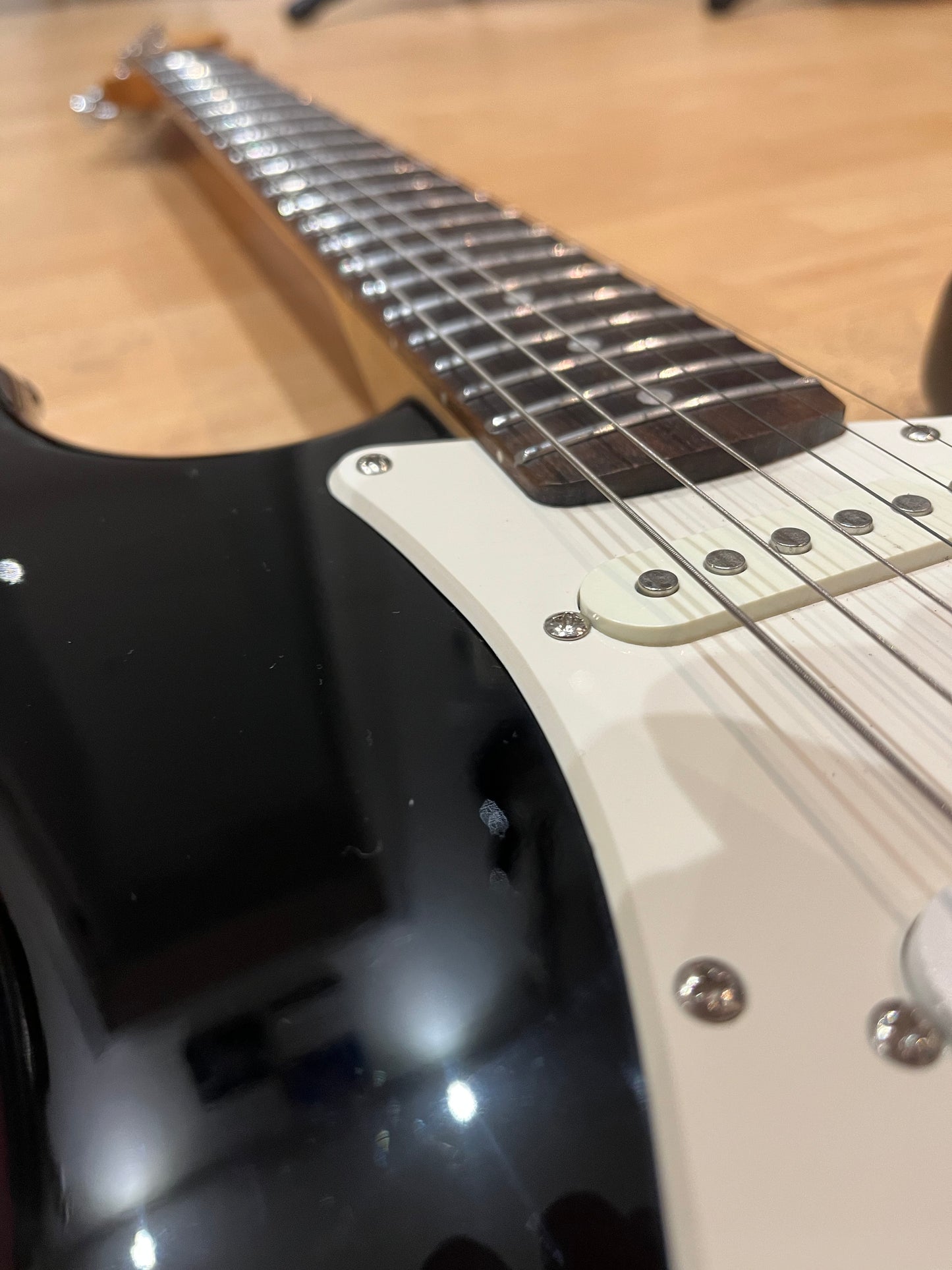 Squier Bullet Strat – HSS Configuration, Black with Vintage White Pickguard