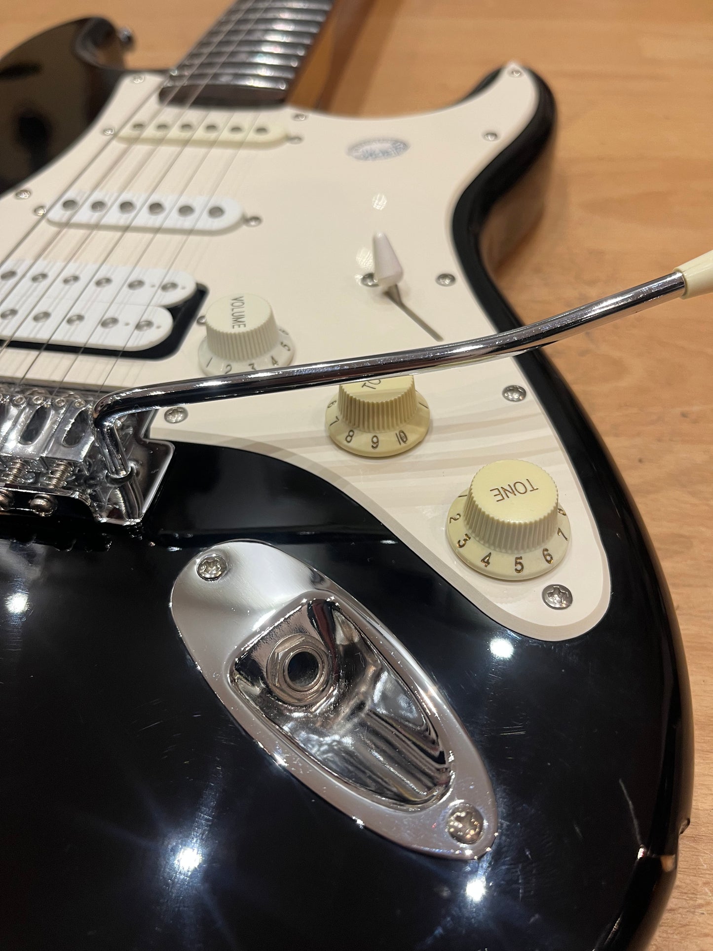 Squier Bullet Strat – HSS Configuration, Black with Vintage White Pickguard