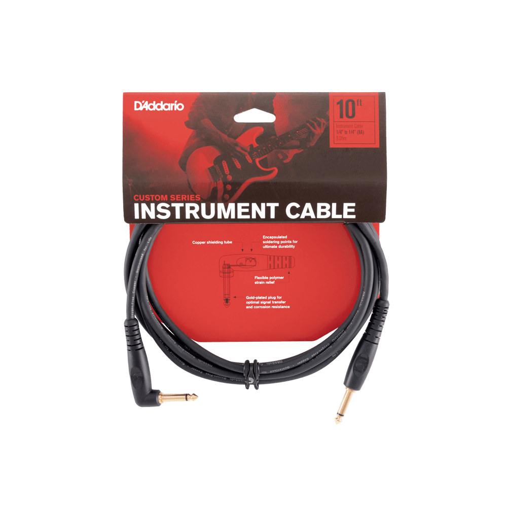 D'Addario Custom Series Instrument Cable - 10ft - Right Angle