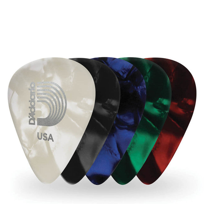 D'ADDARIO - CLASSIC CELLULOID PICKS, ASSORTED PEARL GAUGES
