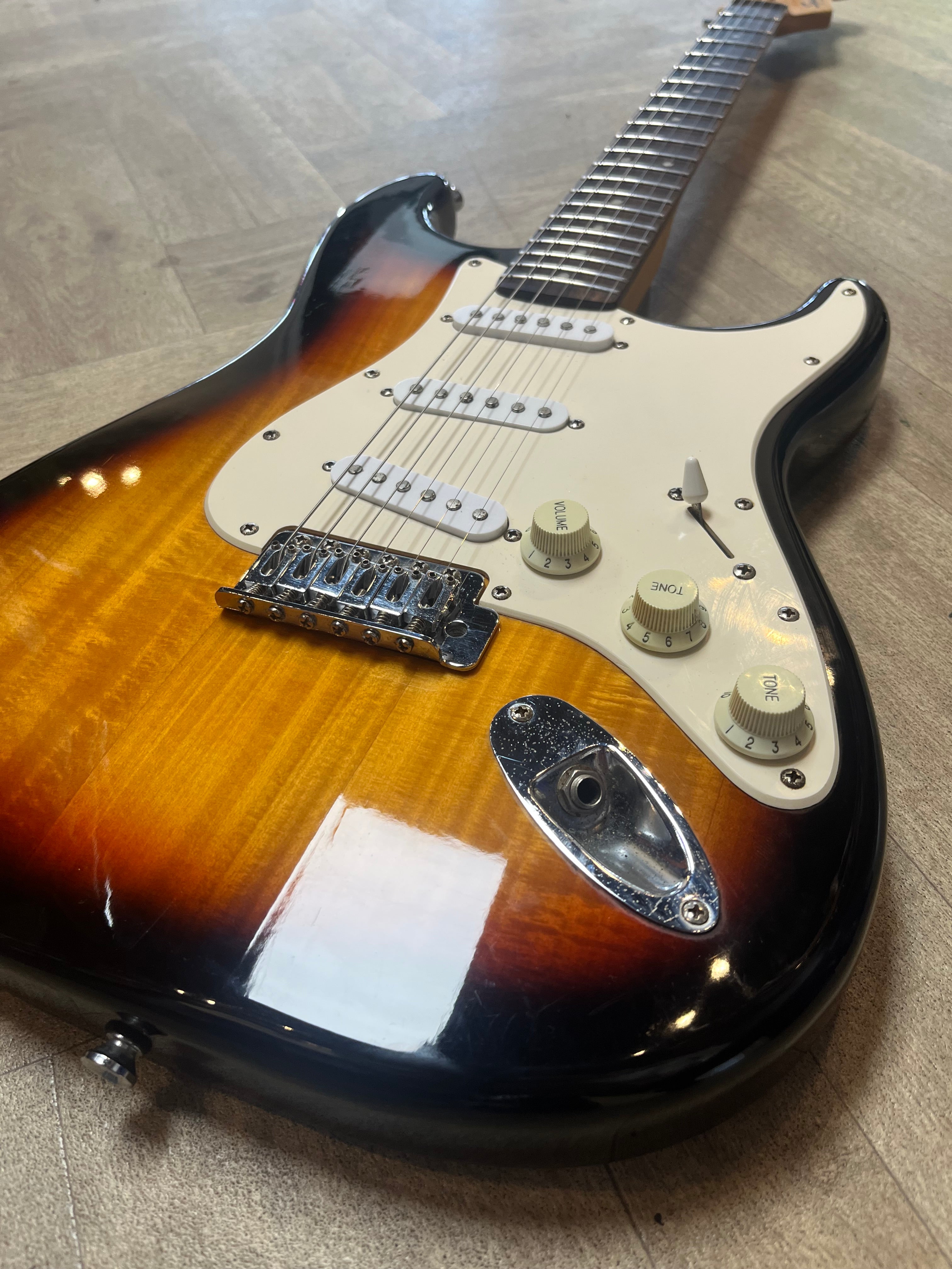 Classic Squier Bullet Strat in super cool 3 tone sunburst - good condition