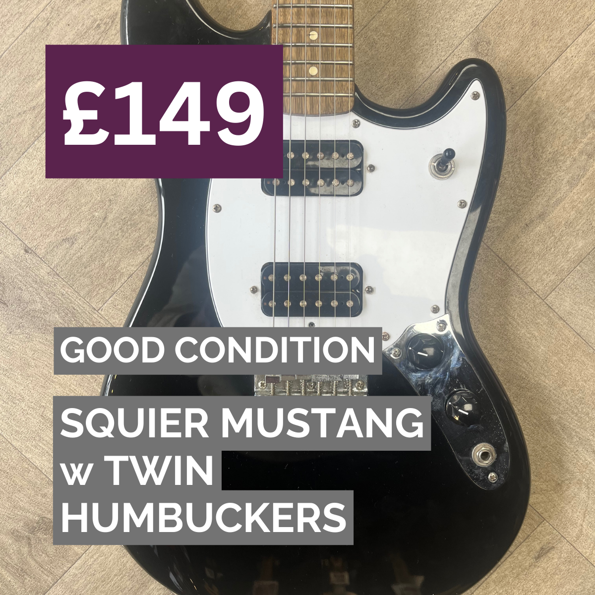 Squier By Fender Mustang Electric Guitar w/ Twin Humbuckers - GOOD CONDITION