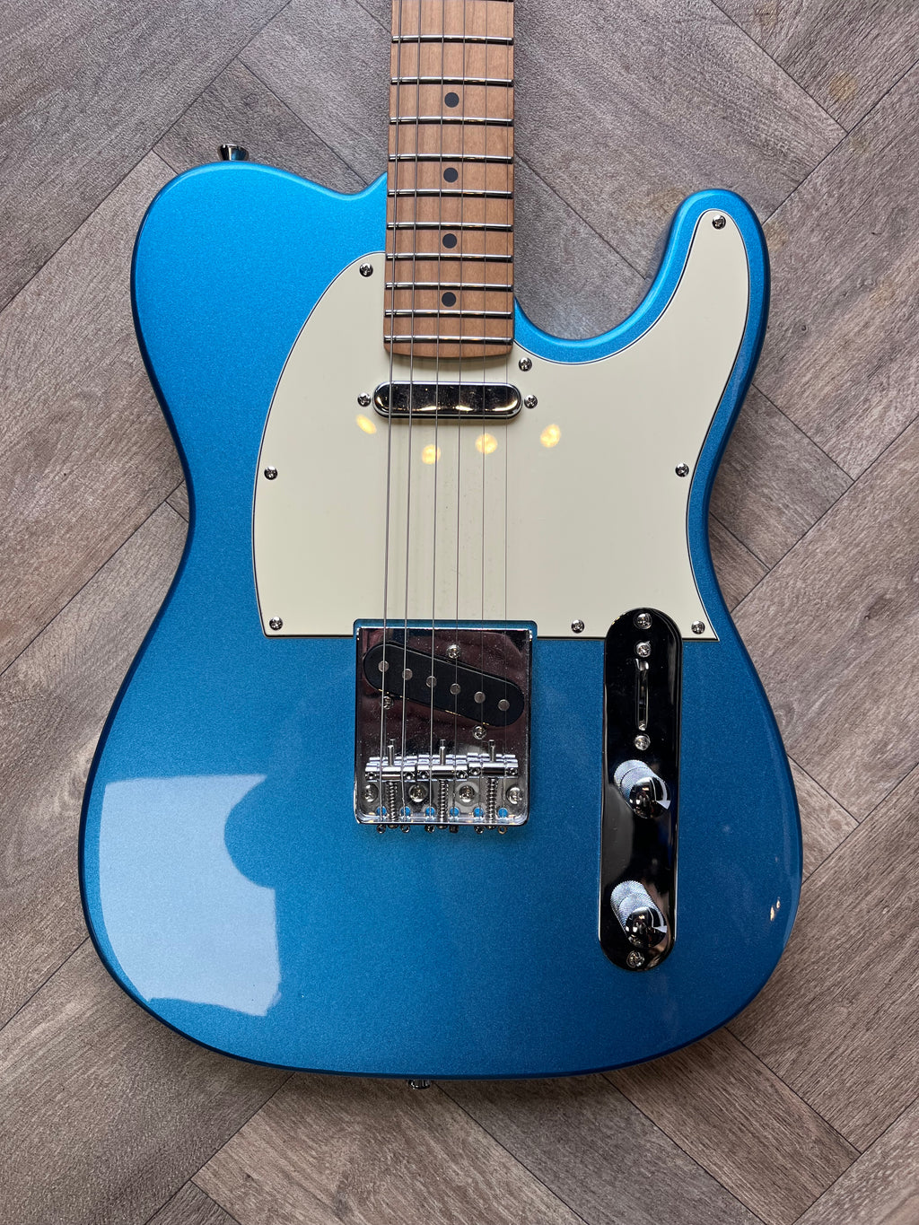 Stunning Jet Telecaster Style Guitar in Sky Blue Frost