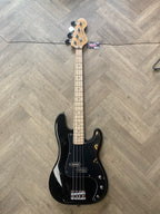 VINTAGE V40 MAPLE COASTER SERIES BASS GUITAR - GLOSS BLACK
