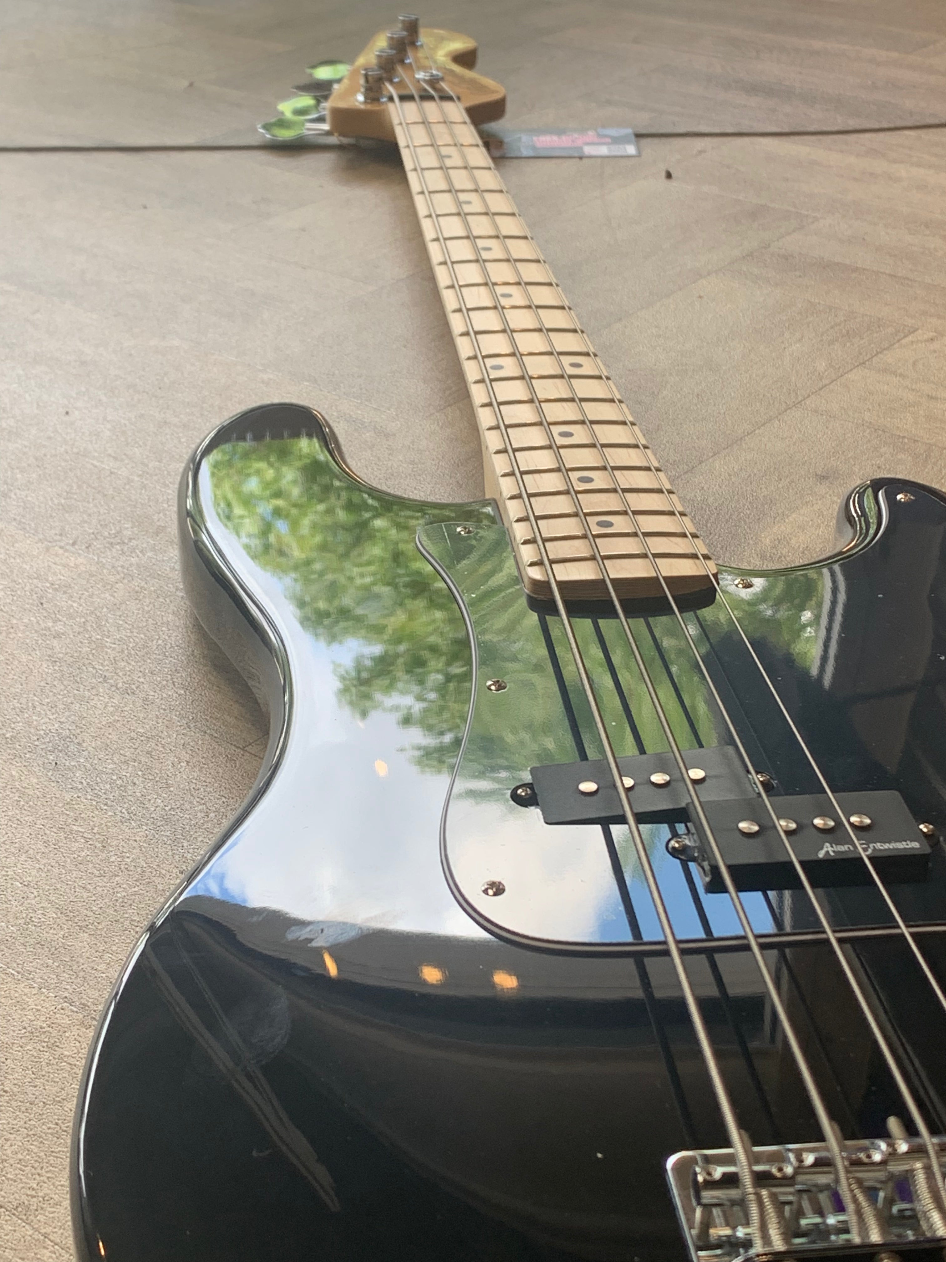 VINTAGE V40 MAPLE COASTER SERIES BASS GUITAR - GLOSS BLACK