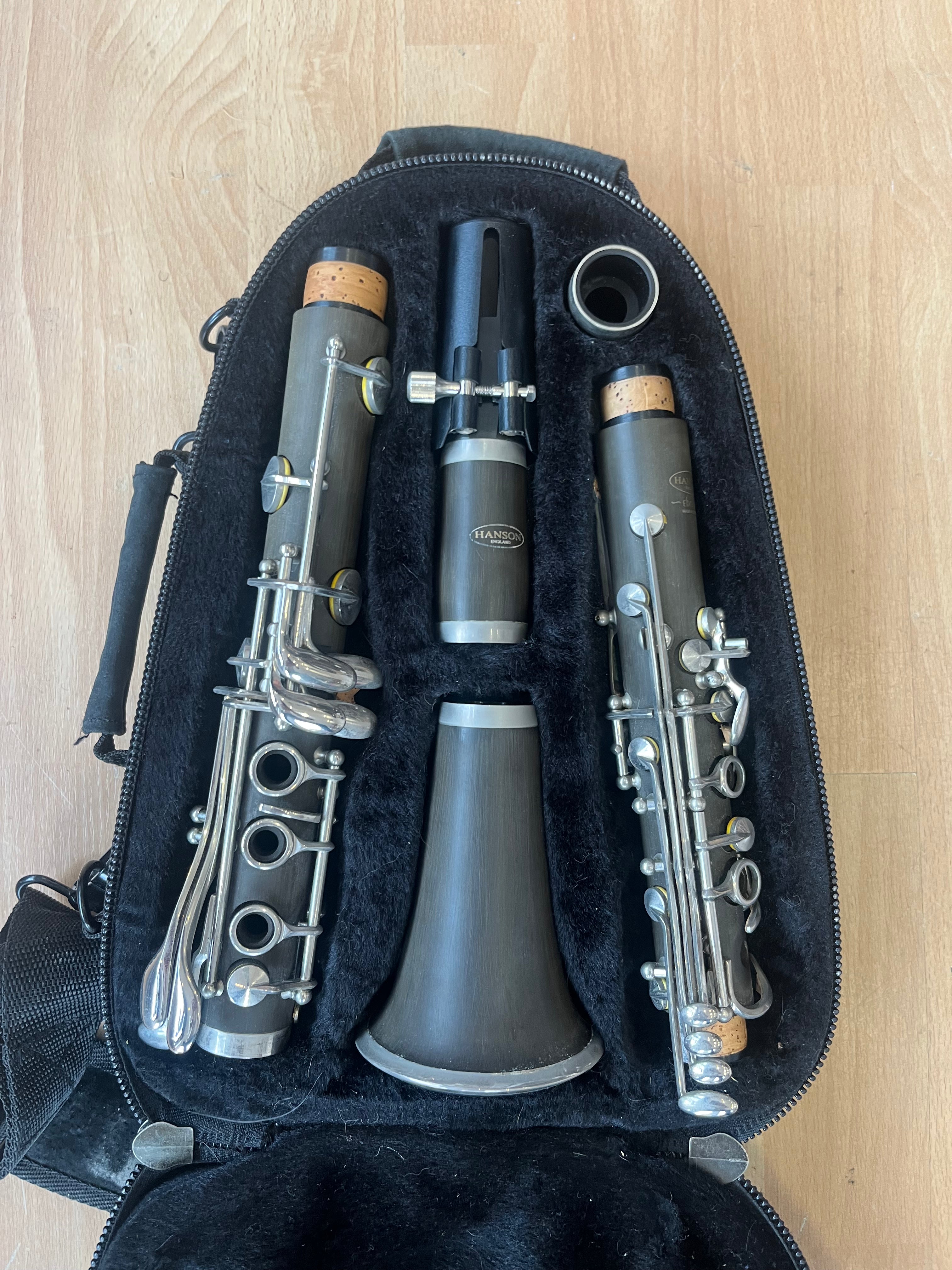Hanson England Ebonite Clarinet – With Carry Case & Stand - missing one key