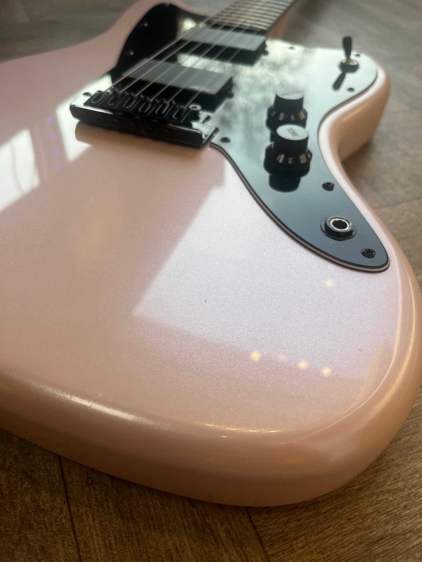 Contemporary Squier Jazzmaster with active pickups in Stunning Misty Rose (Pearlised)
