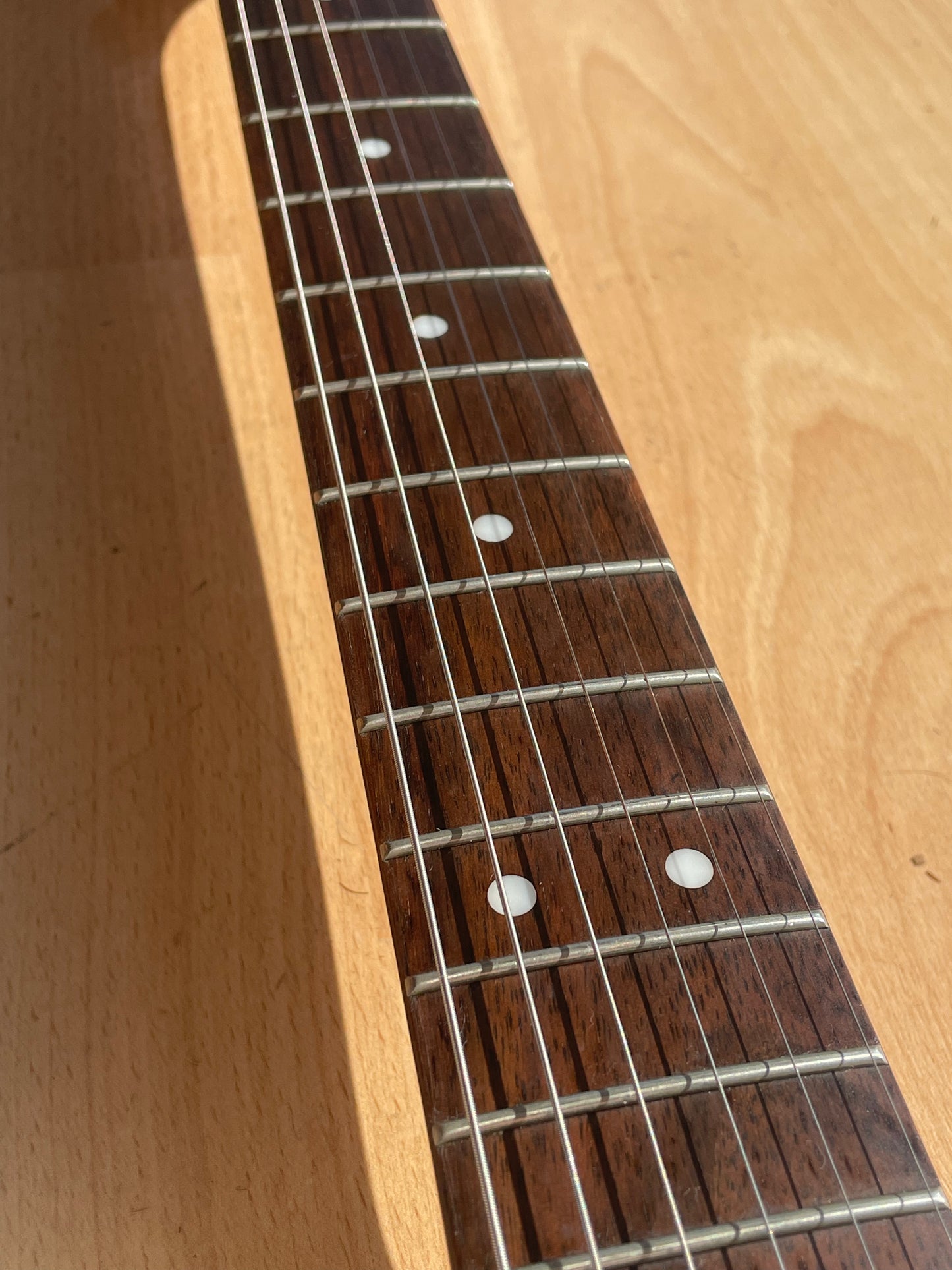 Beautful White Squier Strat modified with Seymour Duncan Pickups