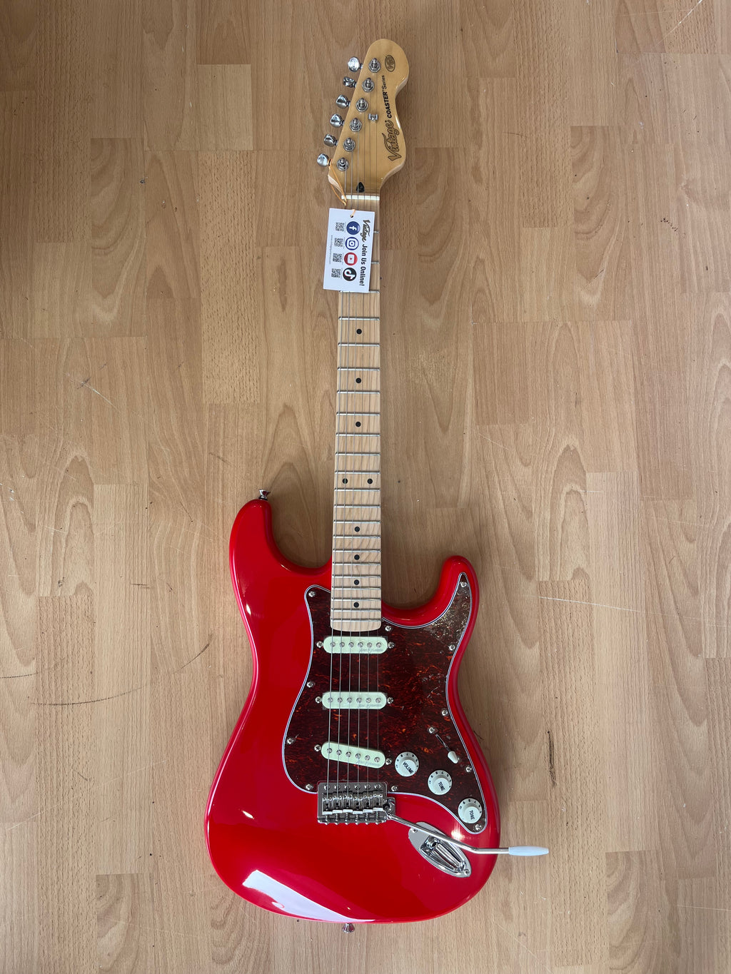 Vintage V60 Maple Coaster Series Electric Guitar ~ Gloss Red