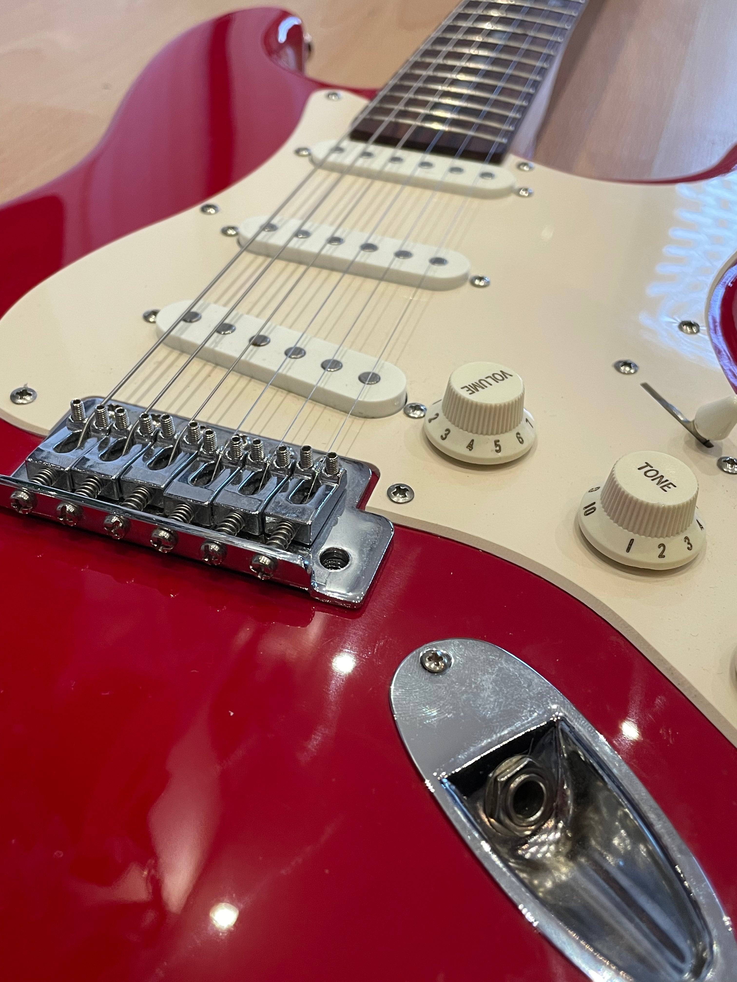 Squier Strat in Bright Red- good condition