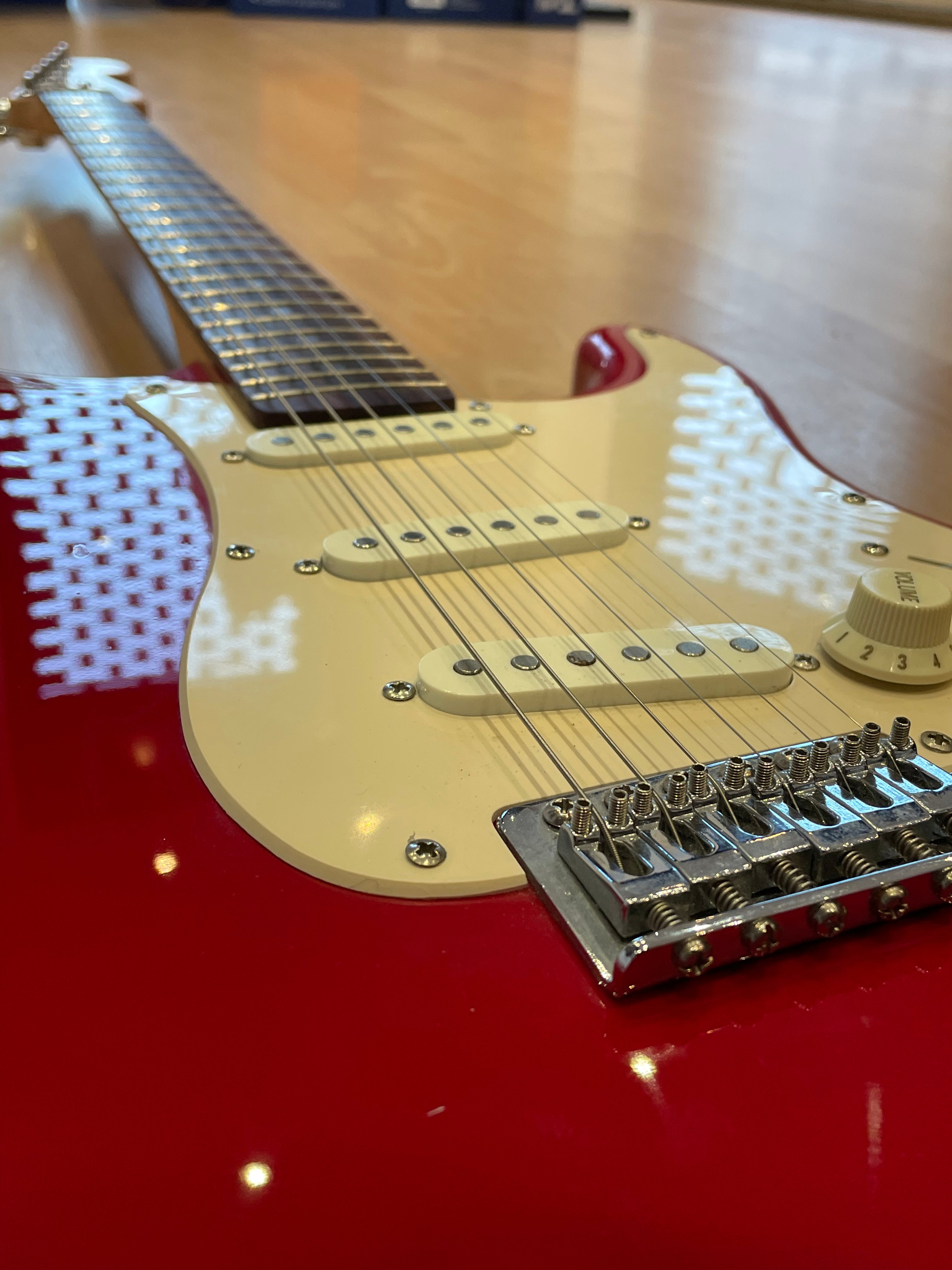 Squier Strat in Bright Red- good condition