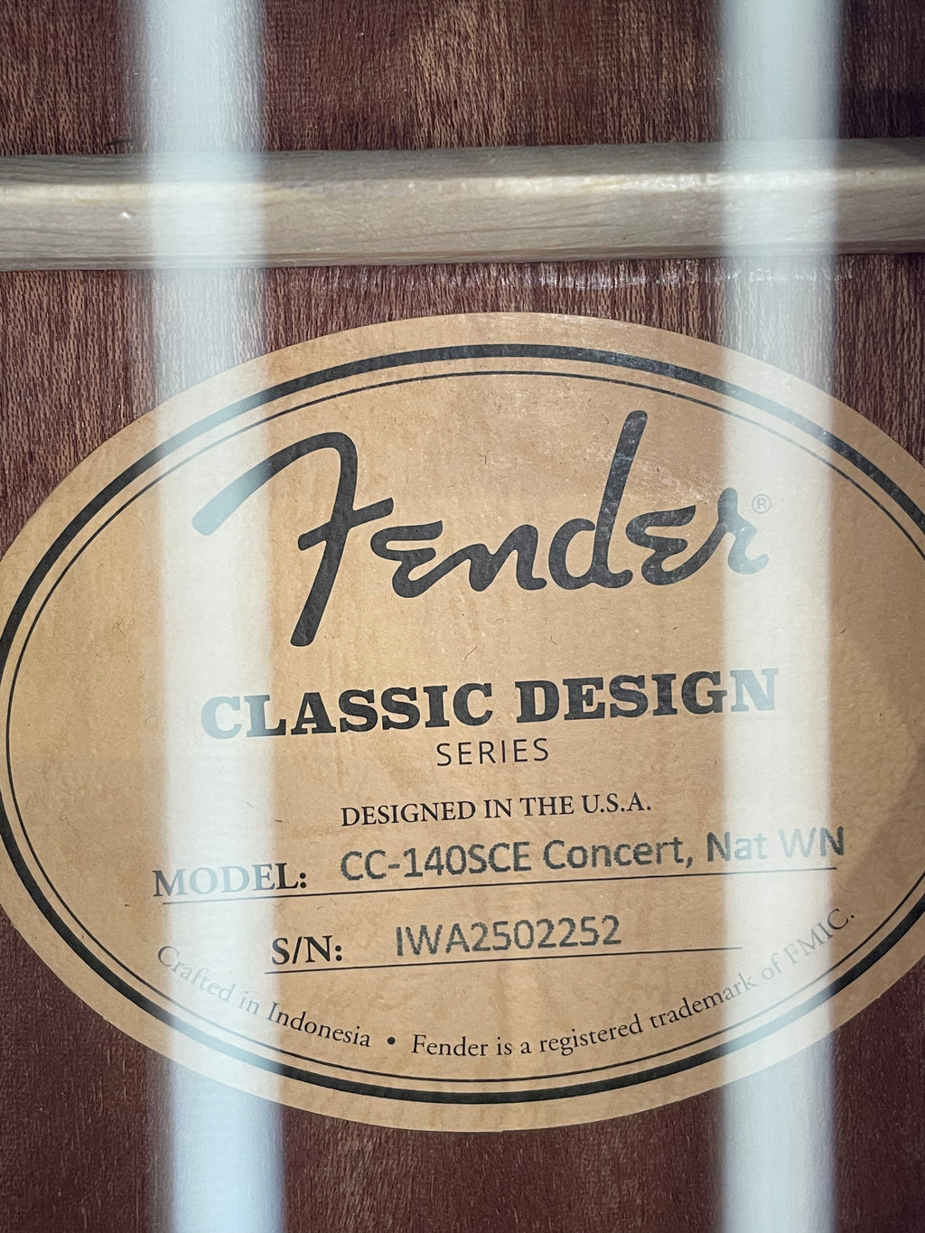 Fender CC-140SCE Concert Electro-Acoustic Guitar, with case - BRAND NEW