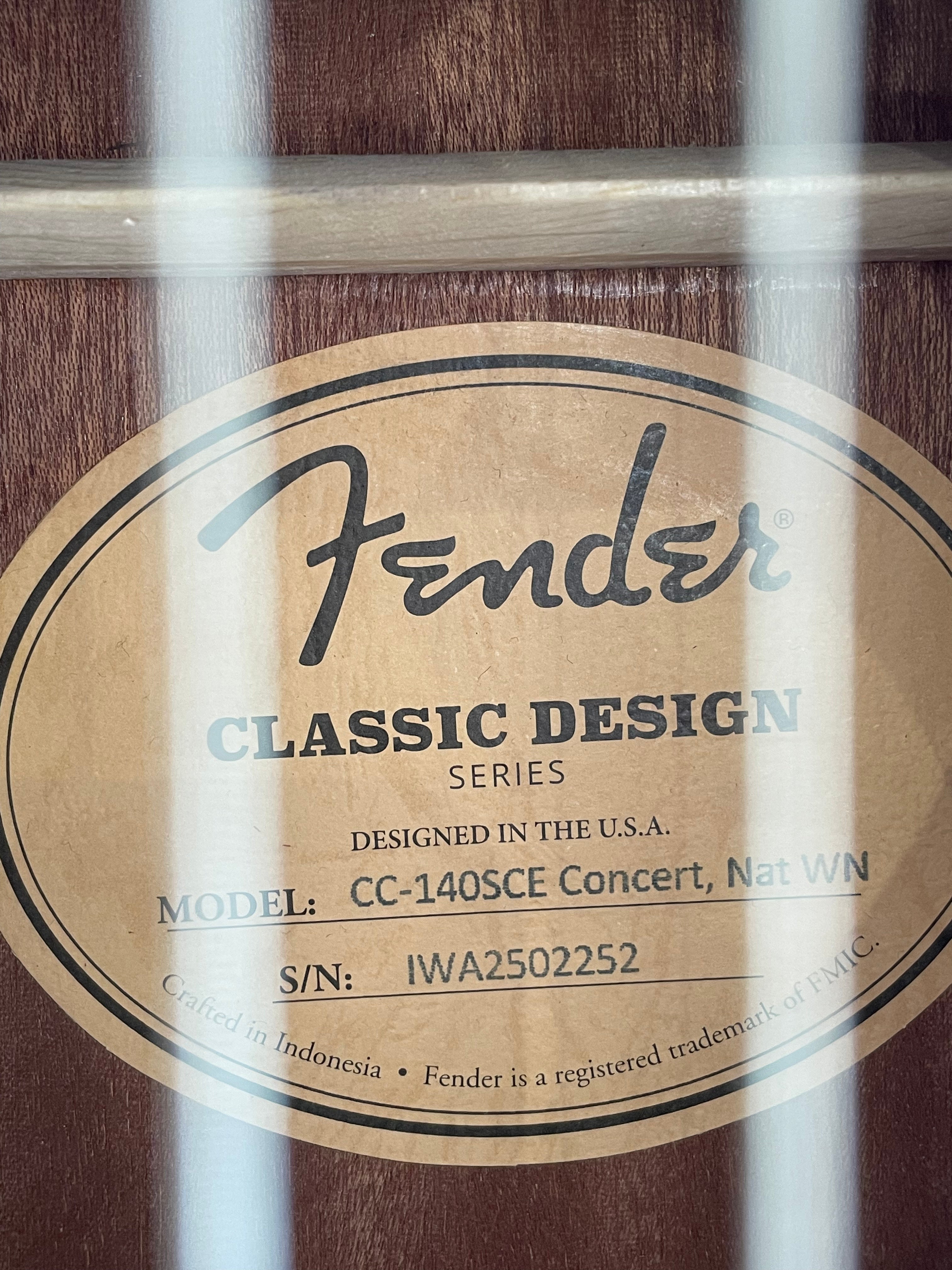Fender CC-140SCE Concert Electro-Acoustic Guitar, with case - BRAND NEW