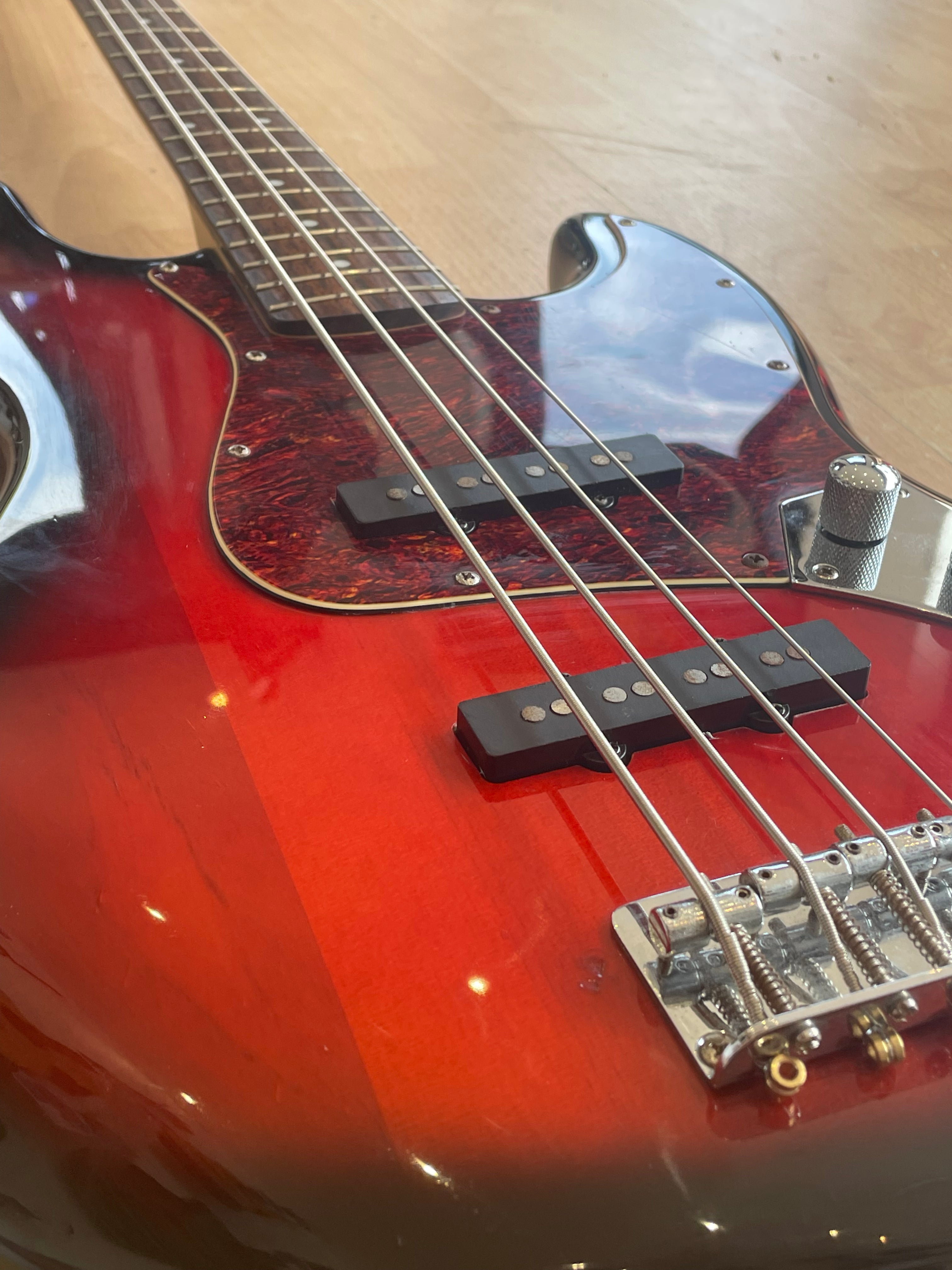 Fender Squire Jazz Bass Guitar Black And Red - Great Condition