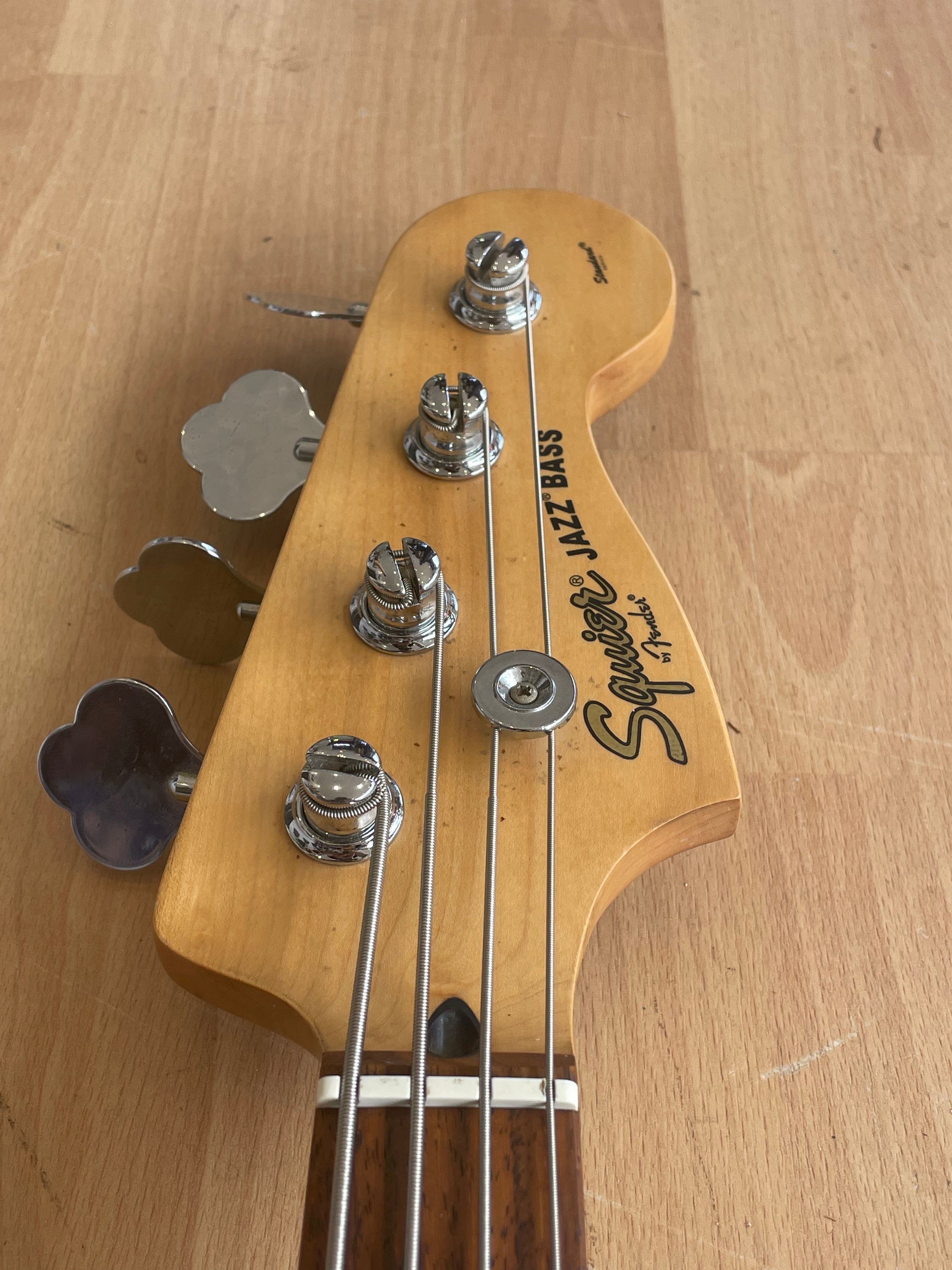 Fender Squire Jazz Bass Guitar Black And Red - Great Condition