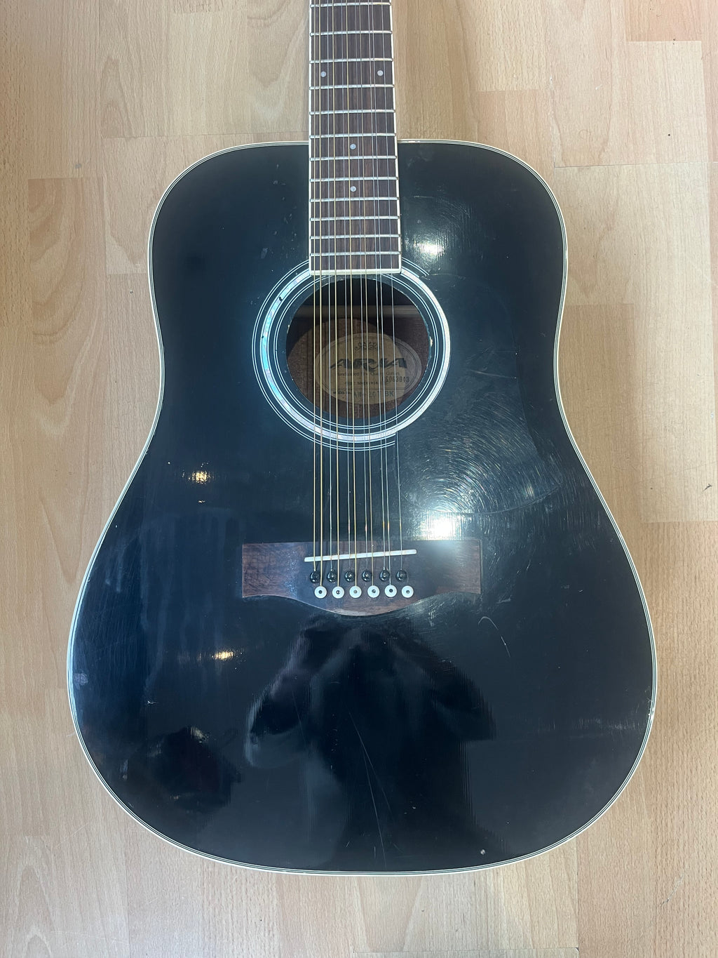 Aria 12-String Dreadnought Acoustic – Black - PLAYER GRADE