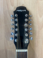 Aria 12-String Dreadnought Acoustic – Black - PLAYER GRADE