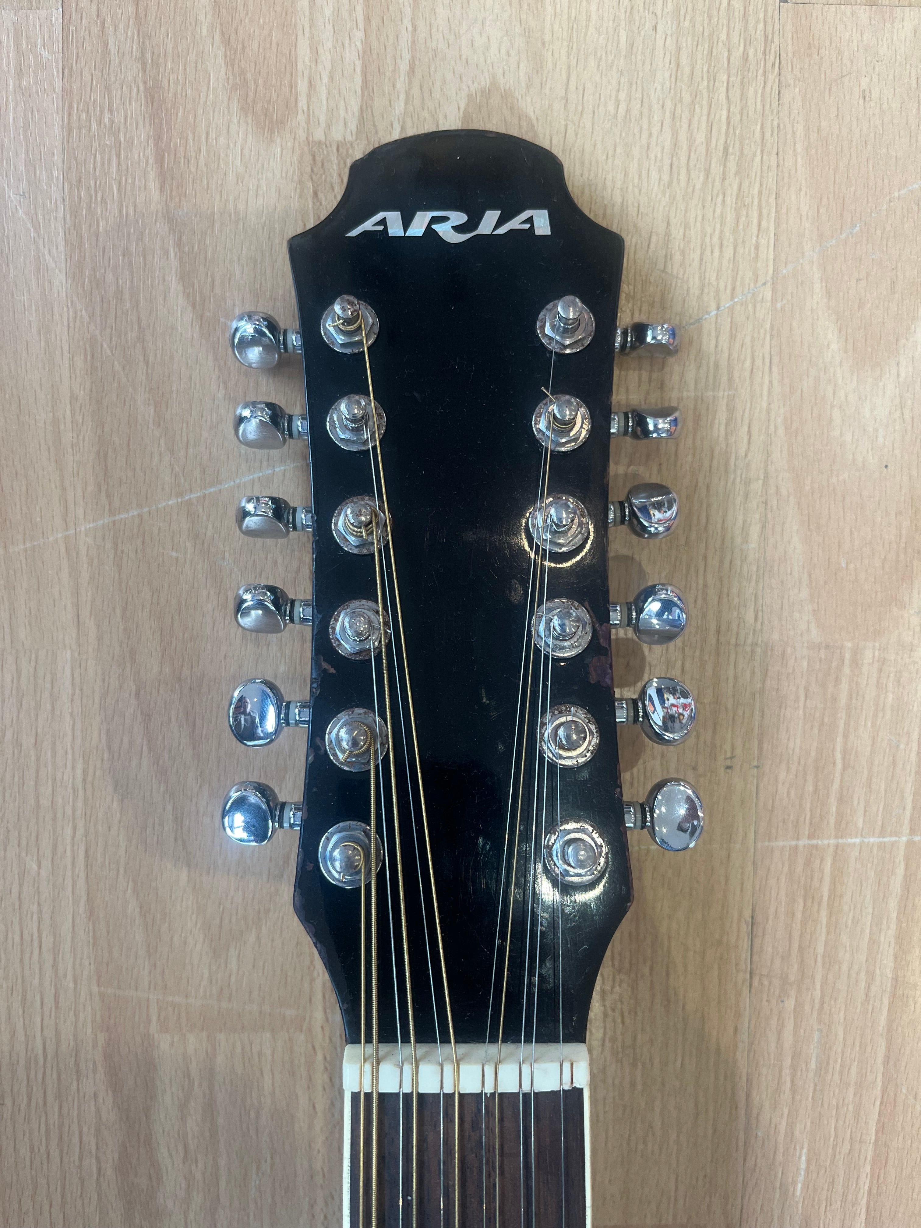 Aria 12-String Dreadnought Acoustic – Black - PLAYER GRADE