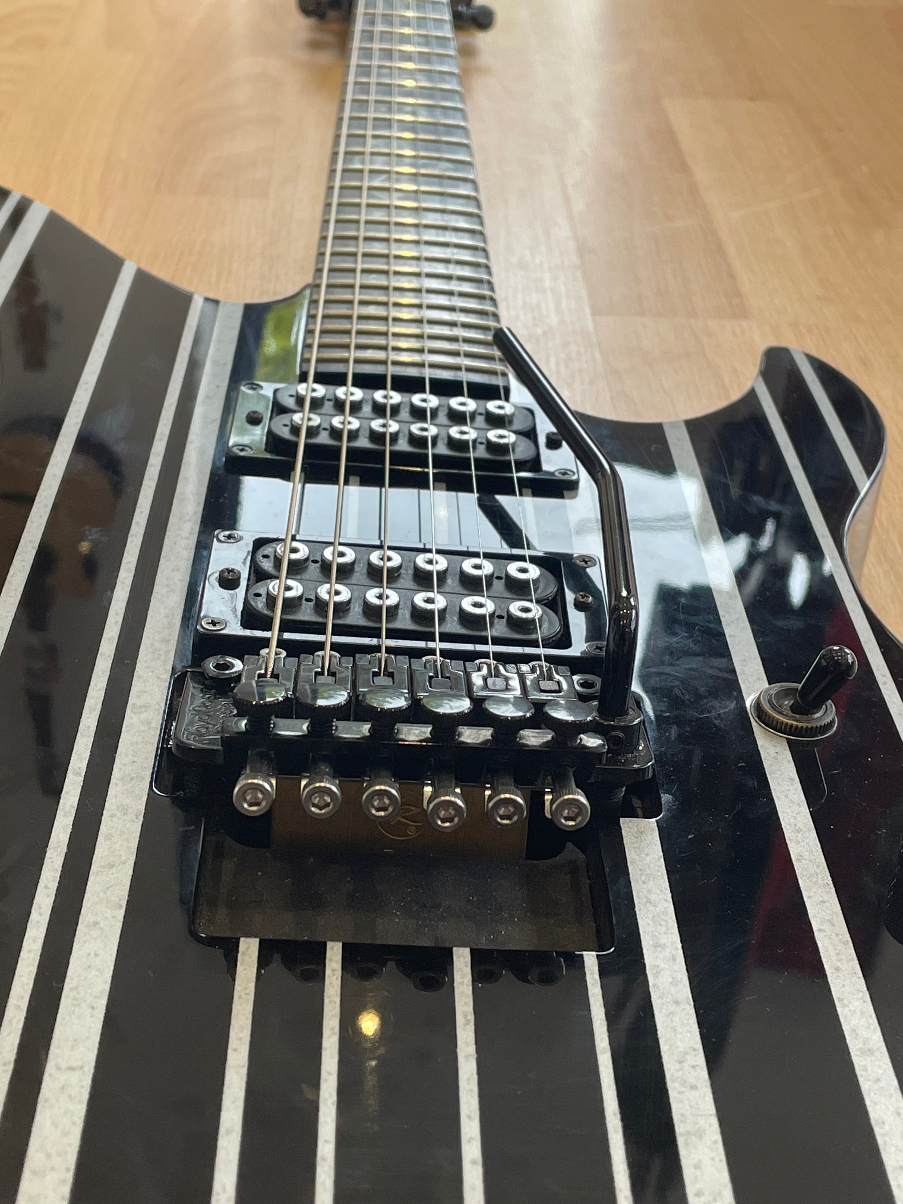 Schecter Synyster Custom, Gloss Black with Silver Pin Stripes - Great Condition