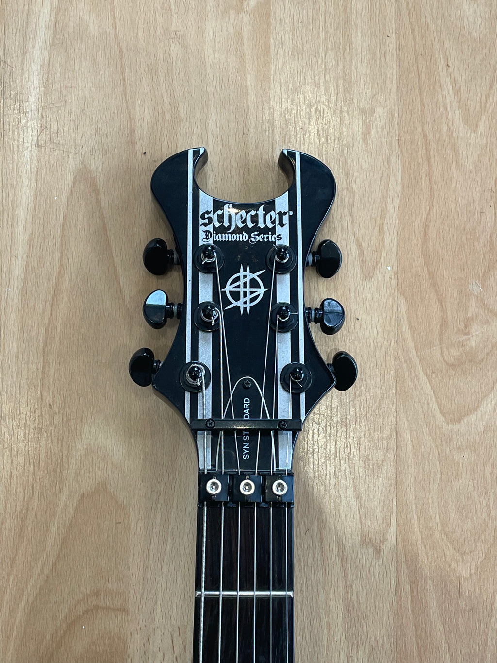 Schecter Synyster Custom, Gloss Black with Silver Pin Stripes - Great Condition