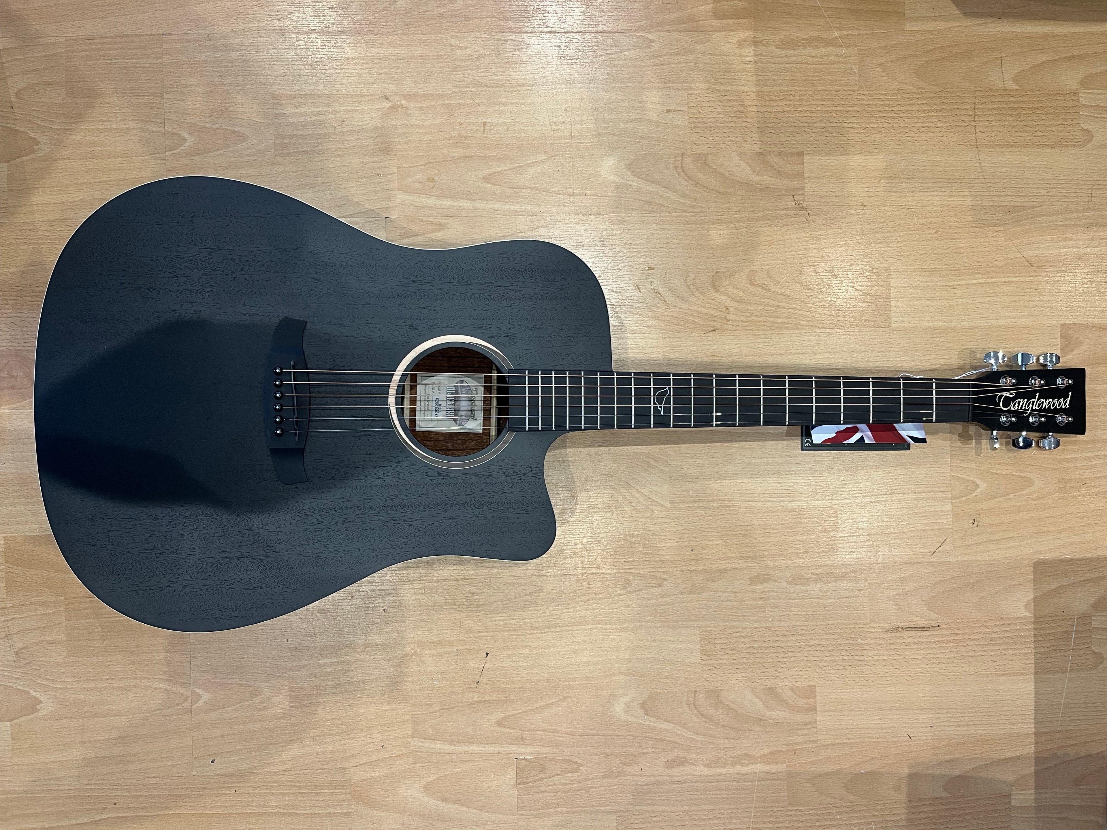 Black Satin Electro Acoustic Guitar - Large & Loud