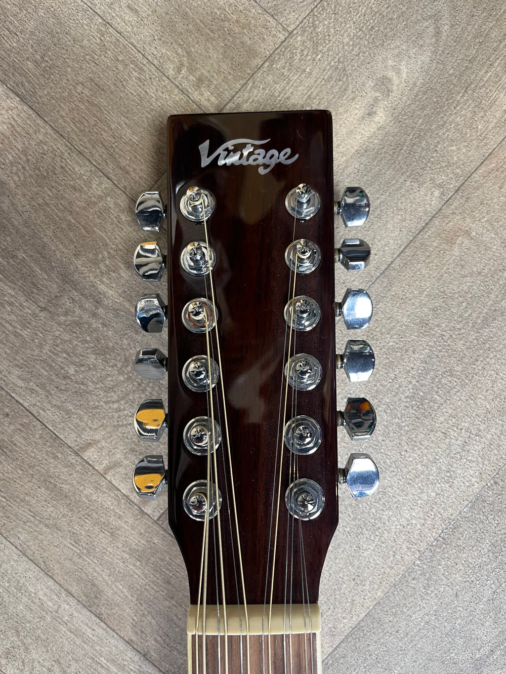 Vintage VEC500-12 12-String Electro-Acoustic Guitar – Natural – Pre-Owned