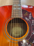 Stunning Finish Epiphone Electro Acoustic Hummingbird Guitar Red Sunburst- CS B89