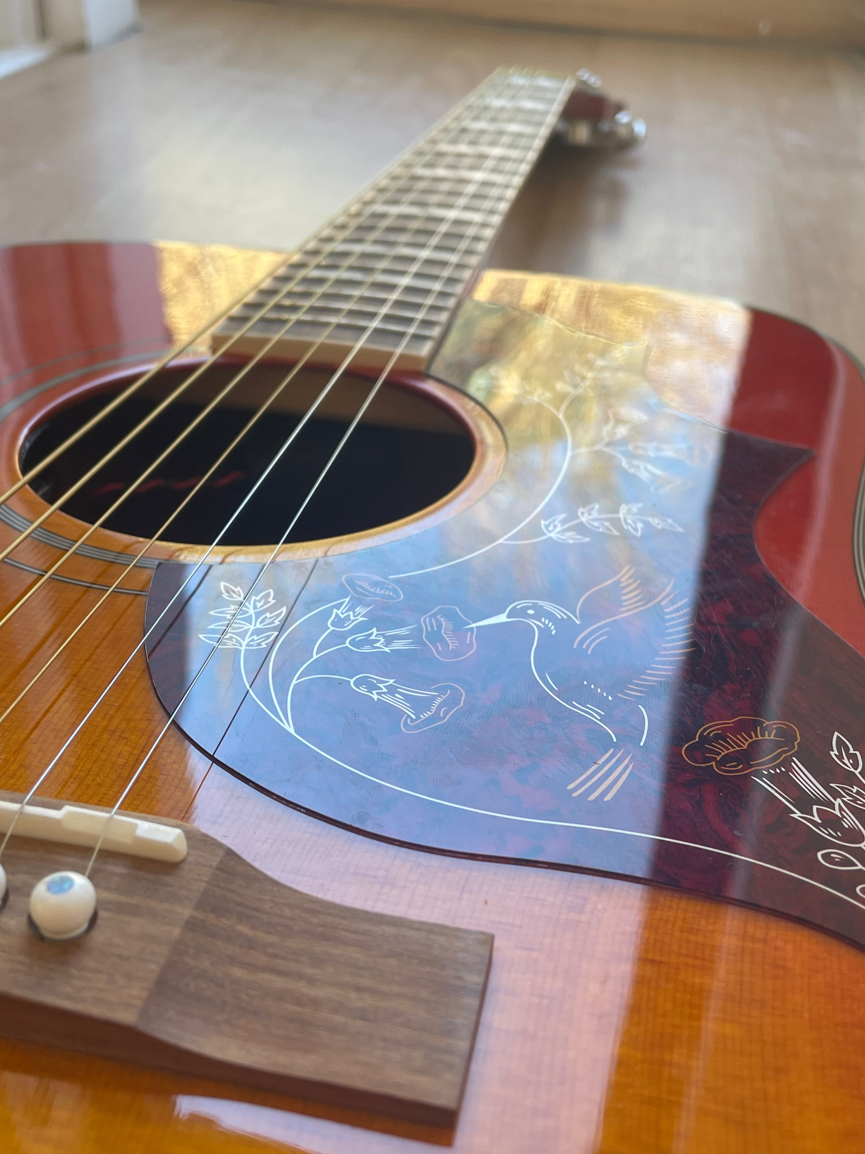 Stunning Finish Epiphone Electro Acoustic Hummingbird Guitar Red Sunburst- CS B89