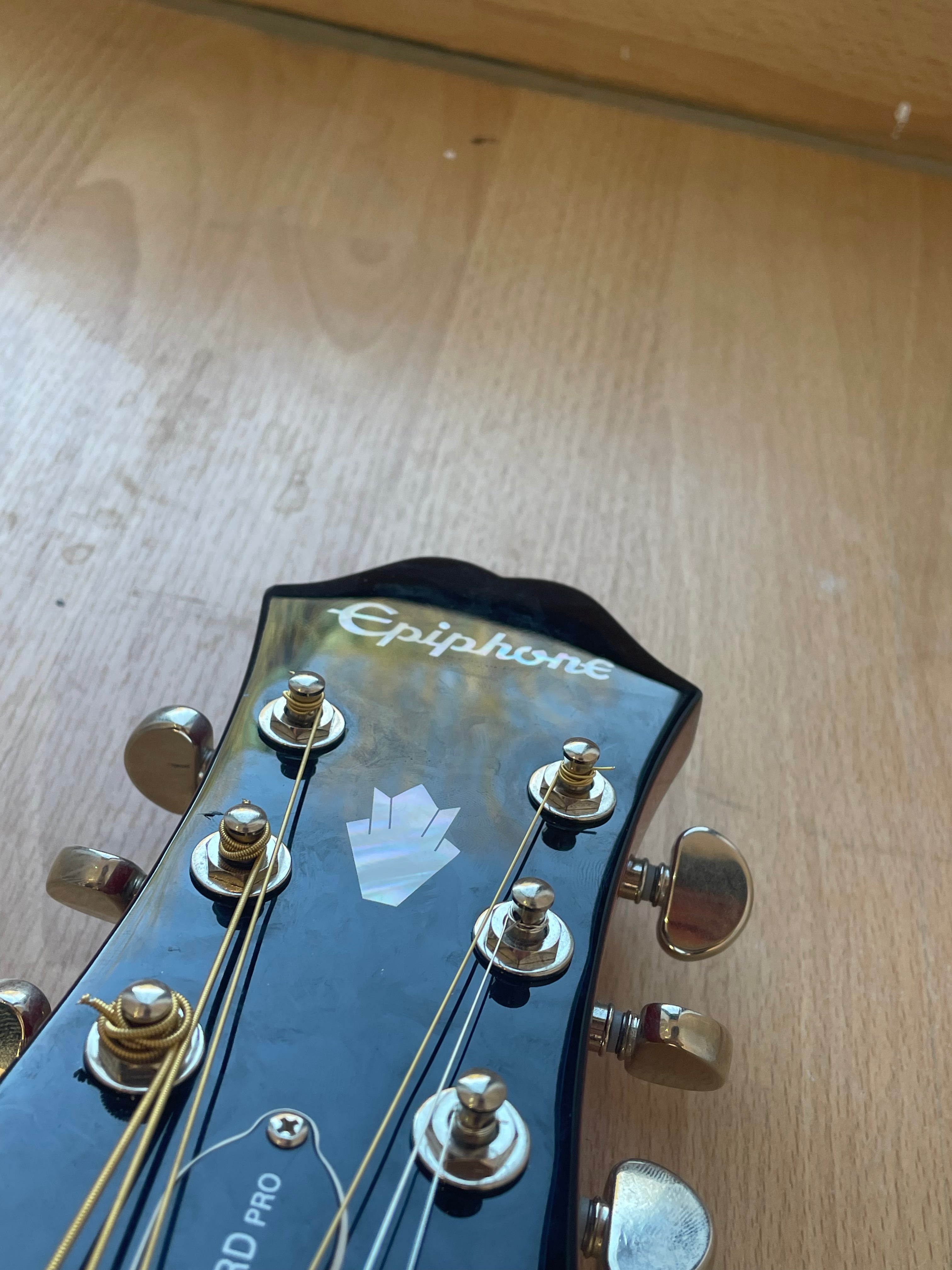 Stunning Finish Epiphone Electro Acoustic Hummingbird Guitar Red Sunburst- CS B89