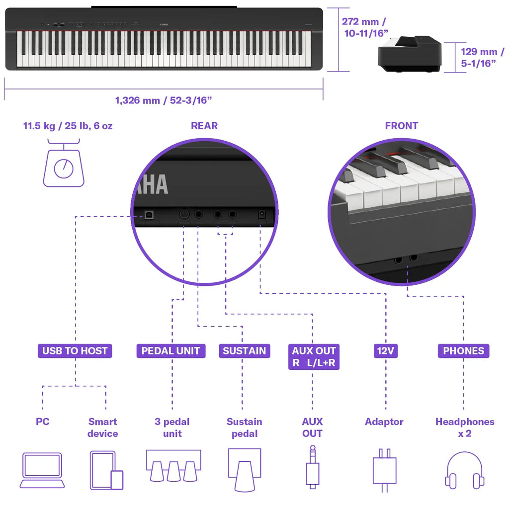 Student Special: Beautiful Yamaha P225 piano pack