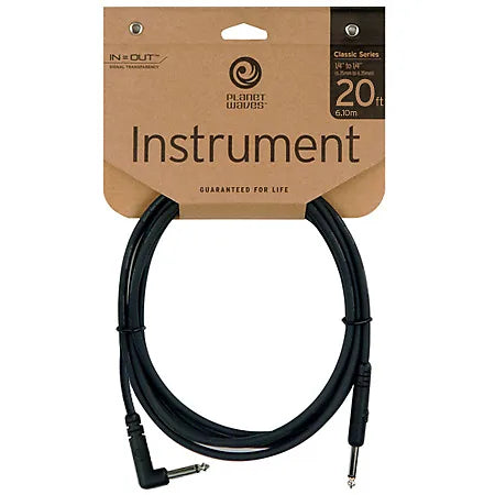 D'Addario Classic Series Instrument Cable, 20 feet - right angle