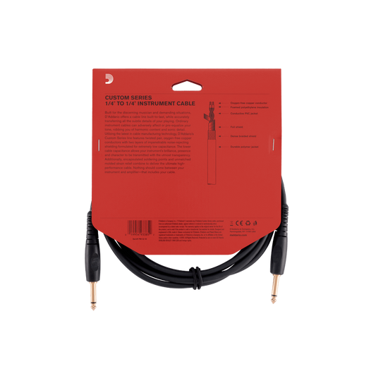 D'Addario Custom Series Instrument Cable - 20ft - Straight