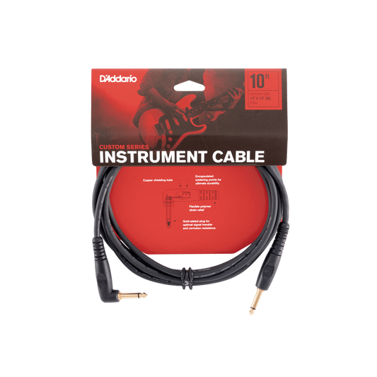 D'Addario Custom Series Instrument Cable - 10ft - Right Angle