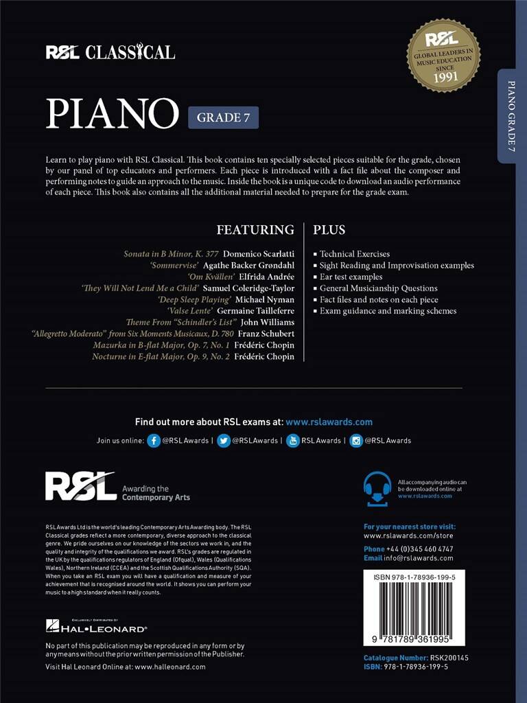 RSL Classical Piano - Grade 7