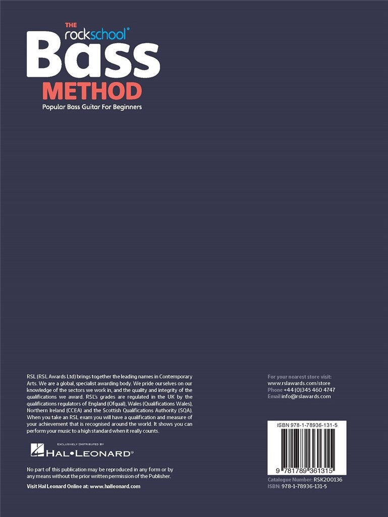 Bass - Method Syllabus Book - Rockschool