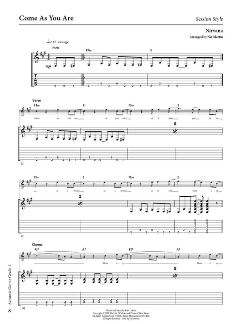 Acoustic Guitar - Grade 1 Syllabus Book - Rockschool