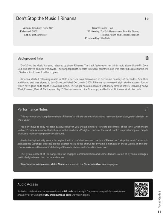 Vocals - Grade 1 Syllabus Book - Rockschool